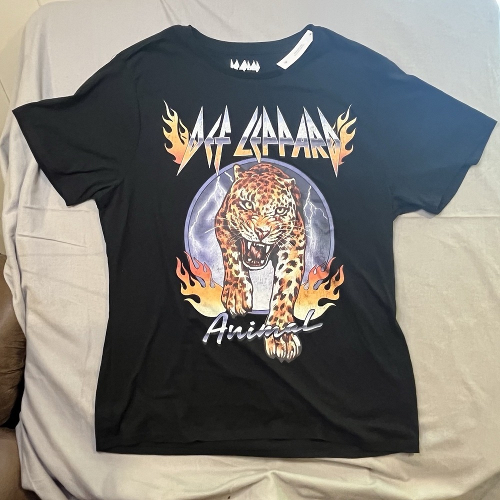 Def Leppard Animal Rock Band Graphic Black T Shirt XL New With Tags